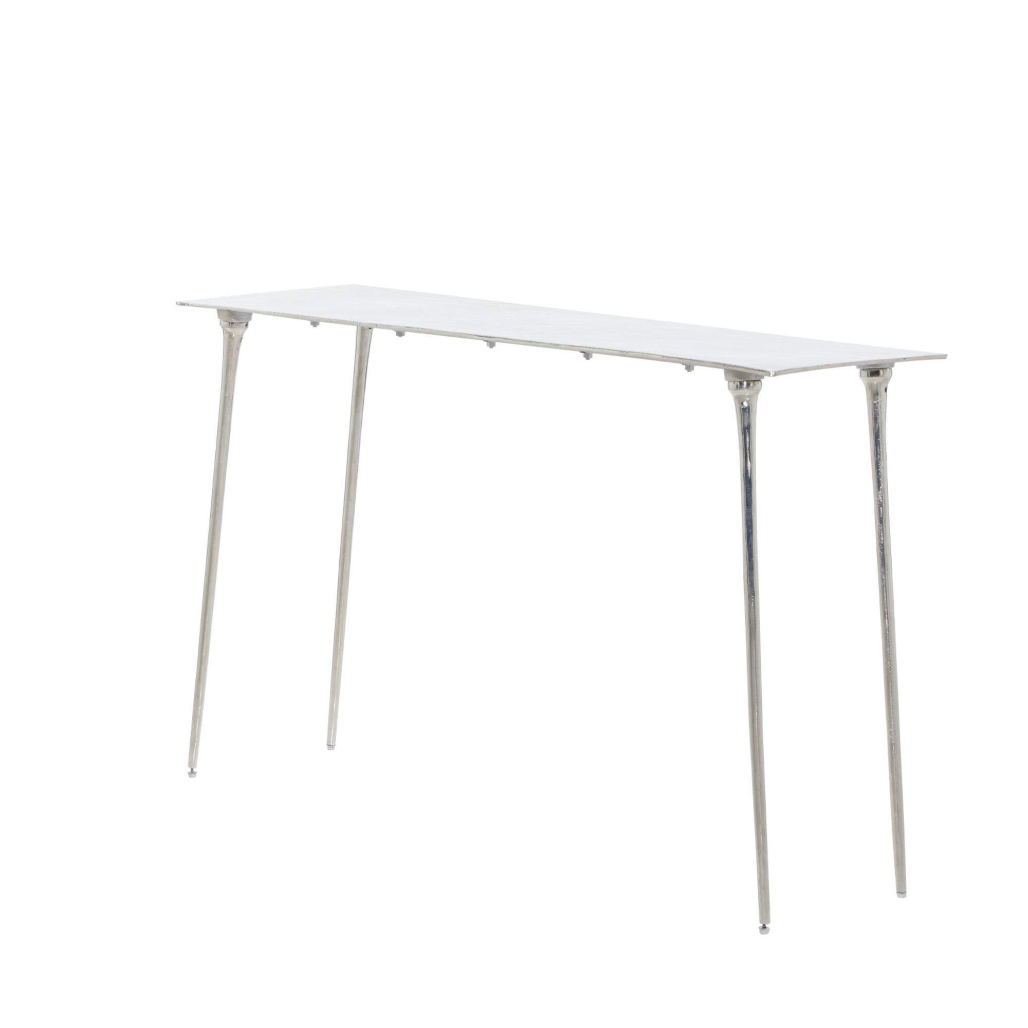 Silver Aluminum Glam Console Table, 50" x 15" x 31"
